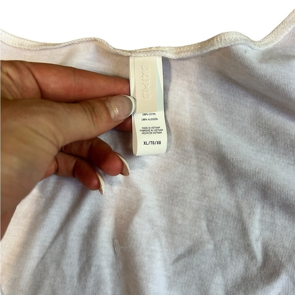 Skims Cotton Cover-Up Tie Front Top White Size XL - Picture 8 of 10